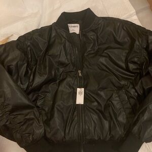 Old Navy Classic Black Bomber Shiny Goth Jacket Size XS brand new with tags $60